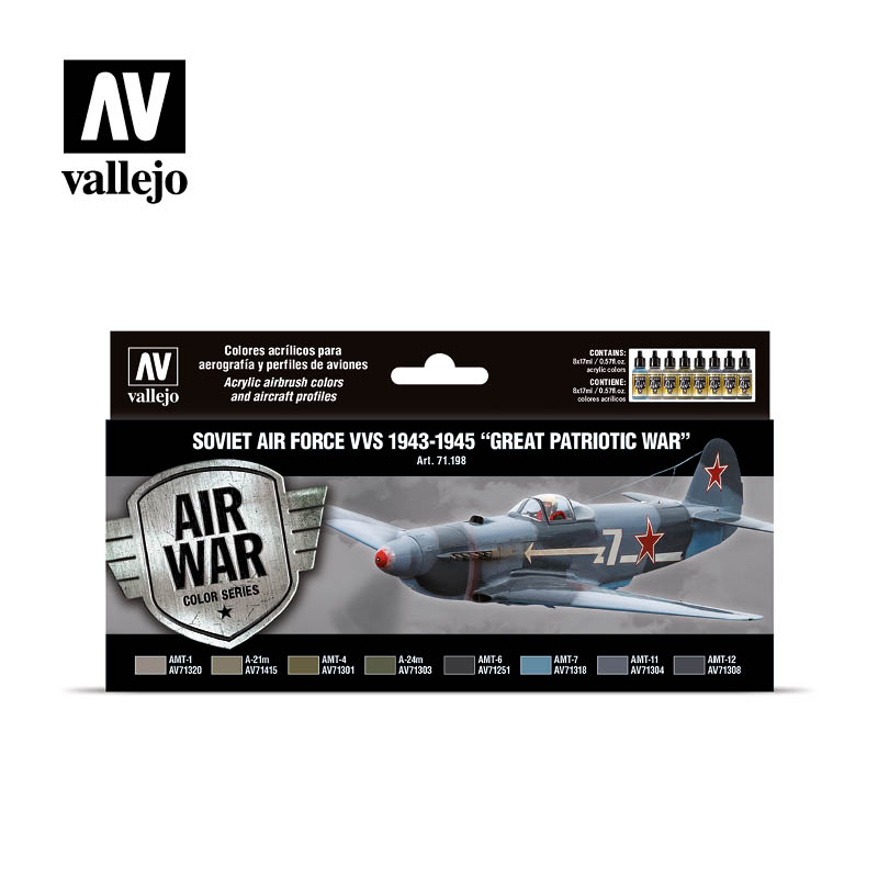 Vallejo Acrylic Paints 71198 Soviet Air Force VVS 1943-45 Great Patriotic War Paint Set (8-Pack)