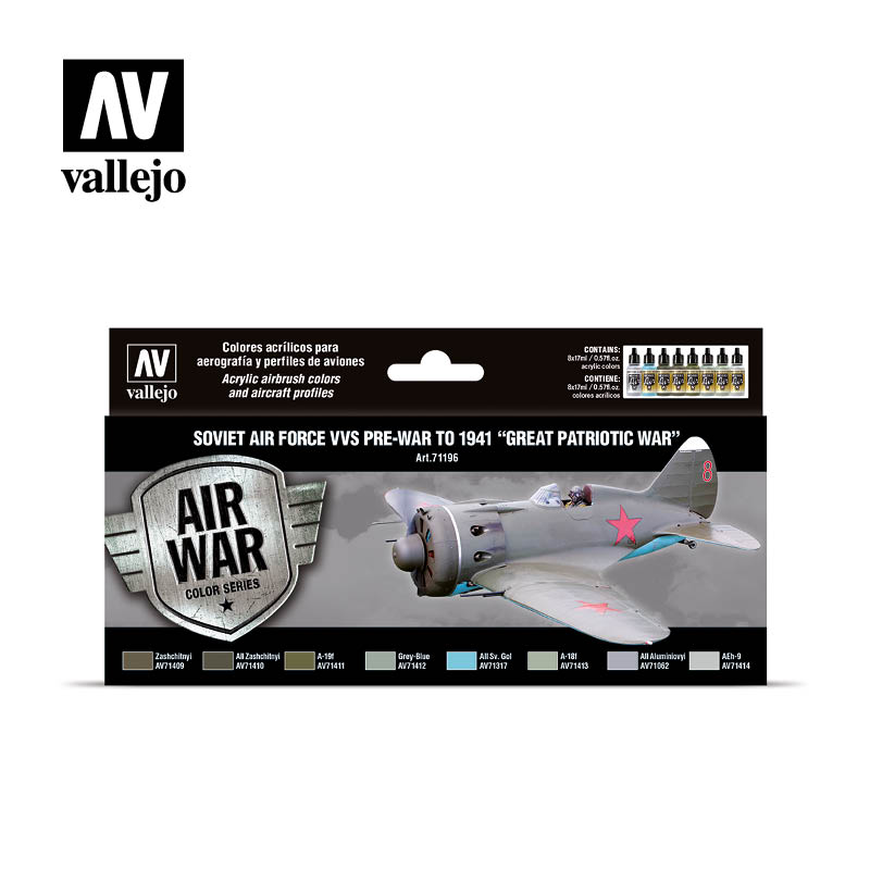 Vallejo Acrylic Paints 71196 Soviet Air Force VVS Pre-War-1941 Great Patriotic War Paint Set (8-Pack)