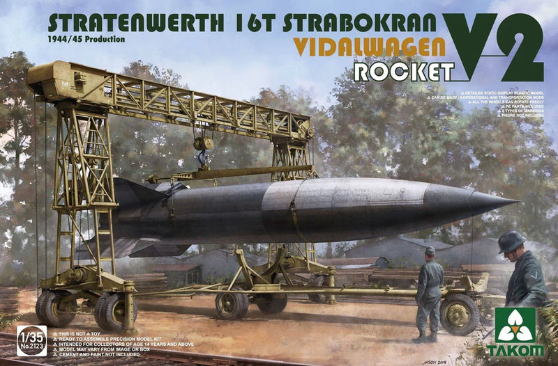 Takom Models - 2123 Stratenwerth 16t Strabokran Heavy Crane 1944/45 Production & V2 Vidalwagon Rocket Kit