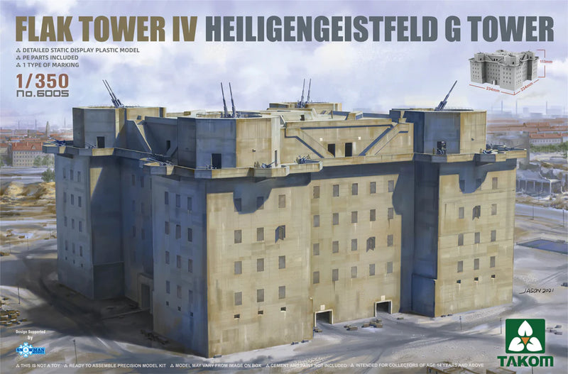 Takom Models - 6005 - 1:350 - Flak Tower IV Heiligengeistfeld G Tower Kit