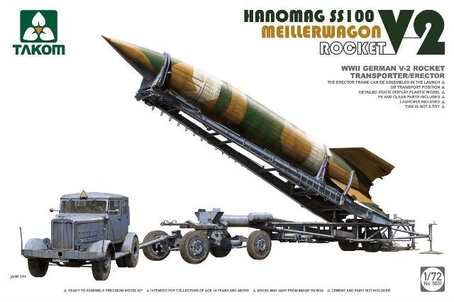 Takom Models - 5001 - 1:72 - WWII German V2 Rocket on Meillerwagen Transporter w/Hanomag SS100 Tractor (New Tool) Kit