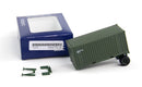 Trident Miniatures HO 90079 US/NATO MILVAN Container Chassis with 20' Container and 2-Axle 20' Chassis with Box Container, Green