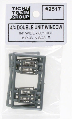 Tichy Train Group N 2517 64" x 80" 4/4 Double Hung Double Unit Window (6)