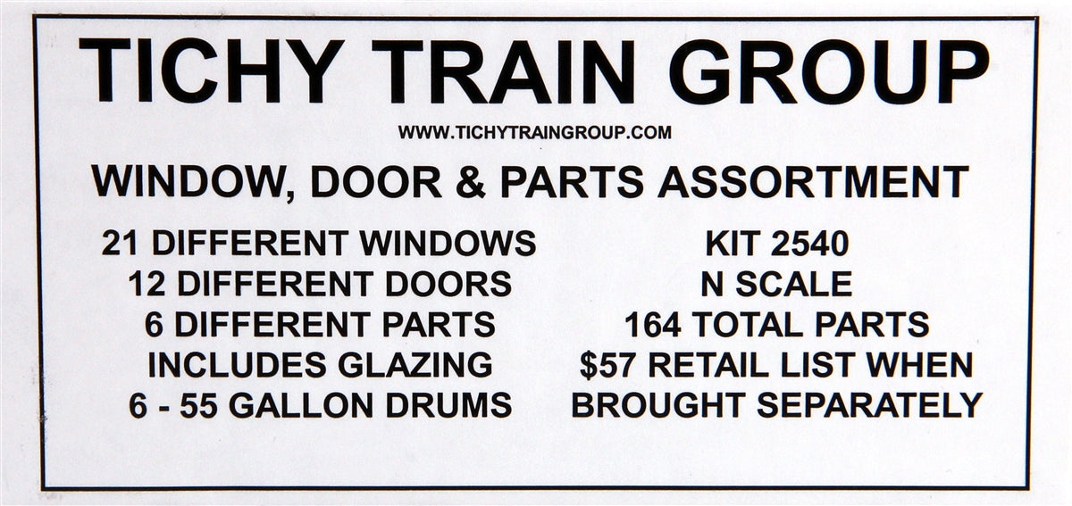 Tichy Train Group N 2540 Window, Door, and Parts Assortment