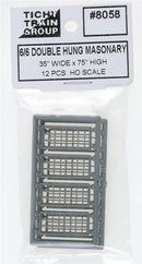 Tichy Train Group HO 8058 35" x 75" 6/6 Double Hung Masonry Window (12)