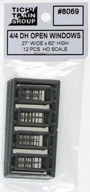 Tichy Train Group HO 8069 4/4 Double Hung Open Windows (12) (d)