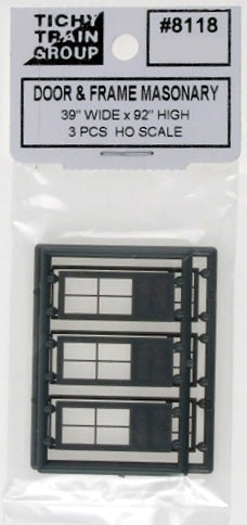 Tichy Train Group HO 8118 Factory Door and Masonry Frame with Transom (3 sets)