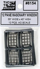 Tichy Train Group HO 8154 40" x 55" 12 Pane Masonry Window (12)