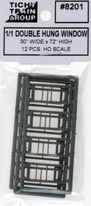 Tichy Train Group HO 8201 30" x 72" 1/1 Double Hung Window (12)