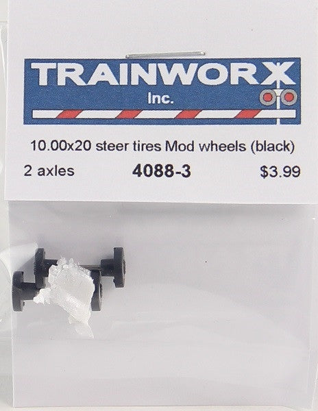 Trainworx N 4088-3 Truck Wheels and Tires 10.00 x 20 Steer Tires on Black Modular Wheels,2Axles