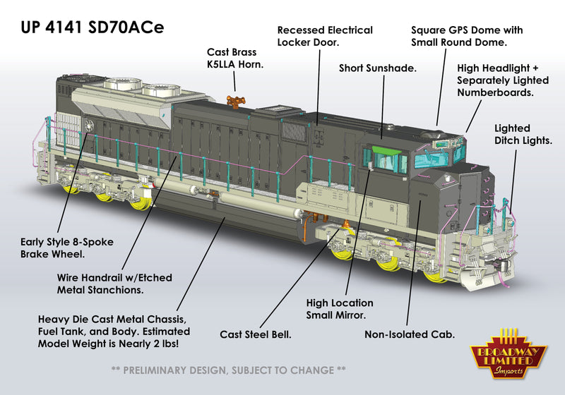 PREORDER BLI 8716 EMD SD70ACe, UP 4141, George Bush 41, No-Sound / DCC-Ready, HO