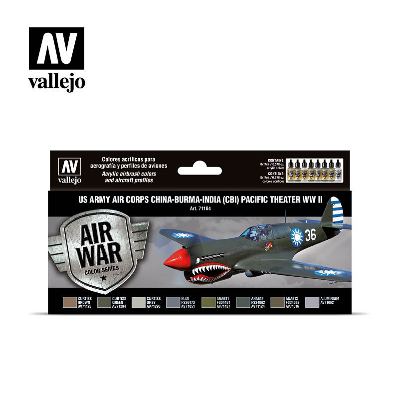 Vallejo Acrylic Paints 71184 US Army Air Corps China-Burma-India Pacific Theather WWII Paint Set (8-Pack)