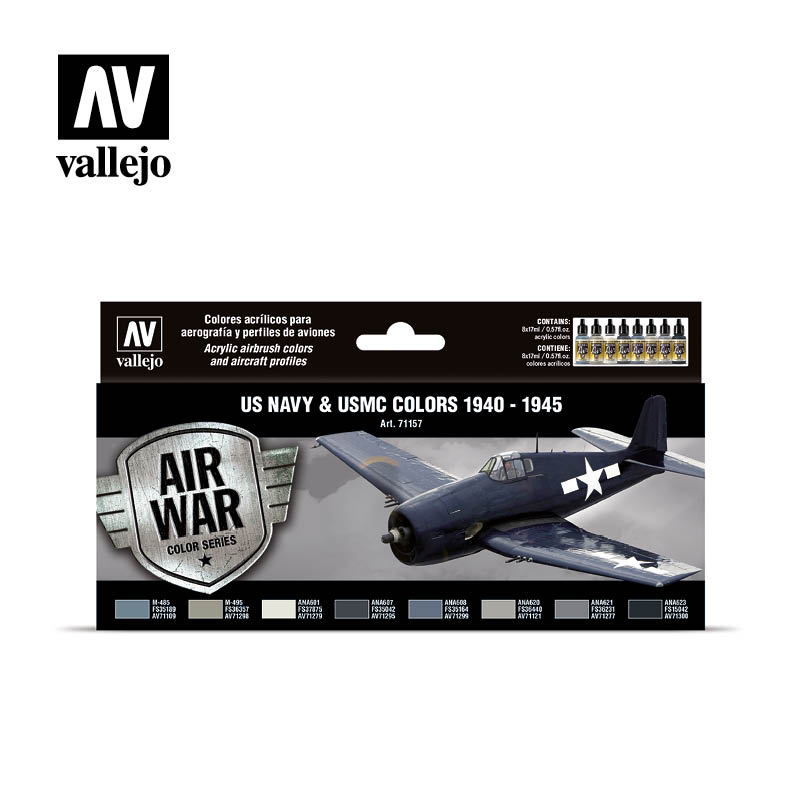 Vallejo Acrylic Paints 71157 US Navy & USMC WWII Paint Set (8-Pack)