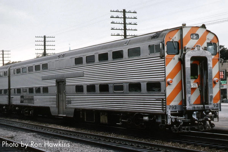 Rapido 145010 HO Budd Gallery Bi-Level Commuter Coach - Ready to Run -- Metra Unnumbered (stainless, no placard, RTA & BNSF Wedge Logos)