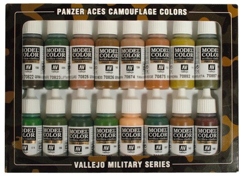 Vallejo Acrylic Paints 70179 Panzer Aces Camo Paint Set (16-Pack)