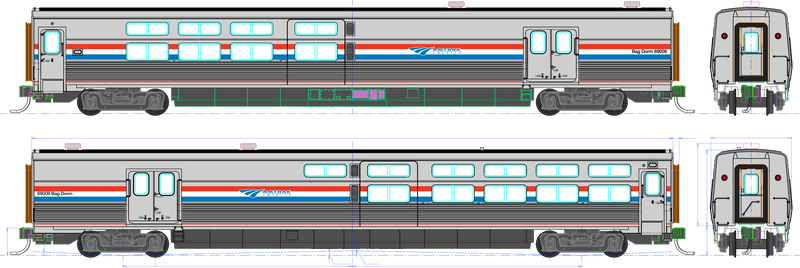 PREORDER Kato HO Viewliner II Baggage-Dorm, Amtrak Phase III