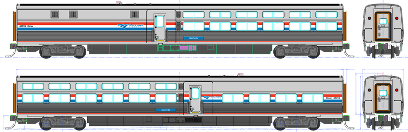 PREORDER Kato HO Viewliner II Diner, Amtrak Phase III Nashville