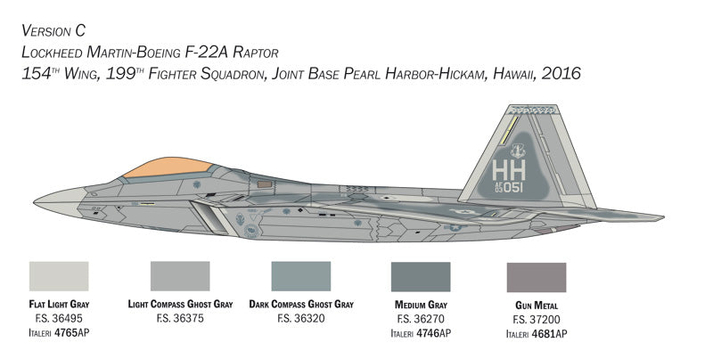 Italeri 2822 - SCALE 1 : 48 F-22 A Raptor