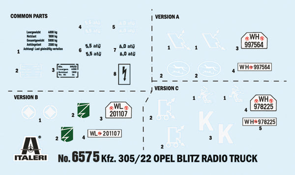 Italeri 6575 - SCALE 1 : 35 OPEL BLITZ RADIO TRUCK