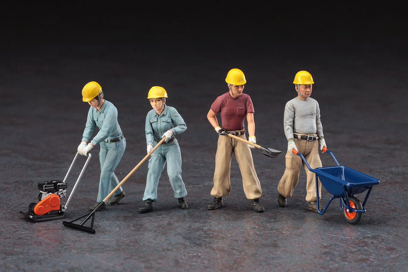 Hasegawa Models 66003 Construction worker set A (paving work 4 body set & accessories)  1:35 SCALE MODEL KIT
