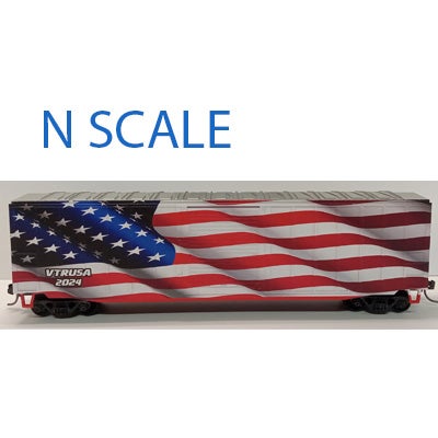 Value Trains USA N N10045 Boxcar, Value Trains USA Waving American Flag Special Edition 2024