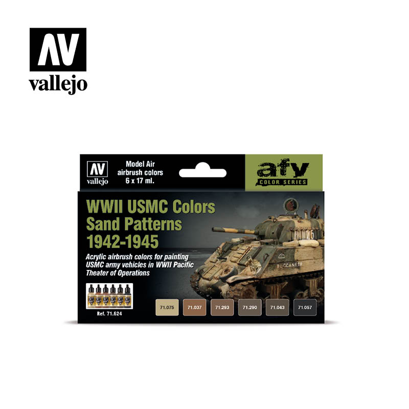 Vallejo Acrylic Paints 71624 WWII USMC Colors Sand Patterns 1942-45 Paint Set (8-Pack)