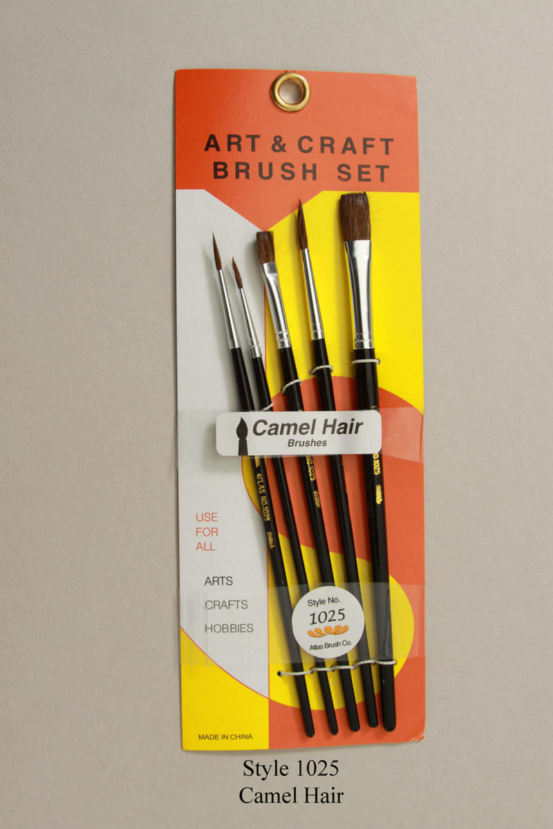 Atlas Brush Co. 1025 Camel Hair Brush Set, Round and Flat (5)