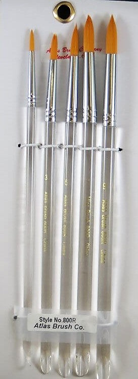 Atlas Brush Co. 800R Pro Golden Taklon Round Brush Set (5)