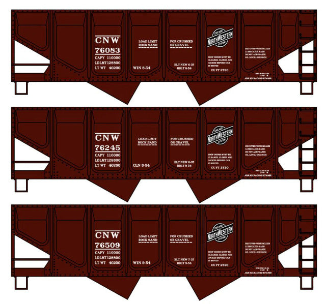 Accurail 8174 HO 55-Ton Panel-Side 2-Bay Hopper 3-Pack - Kit -- Chicago & North Western