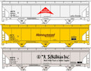 Accurail 8176 HO ACF 47' 3-Bay Center-Flow Covered Hopper 3-Pack - Kit -- 1 Each: Dow Badische #53523, Honeymead #53204, A. Schulman #54519