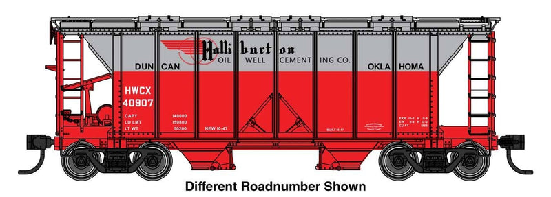 PREORDER Walthers Mainline HO 910-49718 ACF 1958 Cu Ft Covered Hopper, Halliburton HWCX