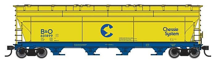Walthers Mainline HO 49202 ACF 5250 4-Bay Centerflow Covered Hopper, Chessie System B&O