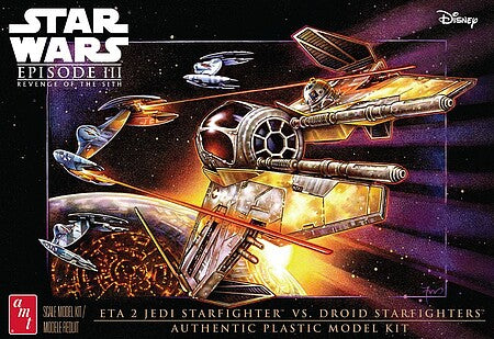 AMT Model Kits 1436 Phantom Menace Starfighter vs Droid 1:48