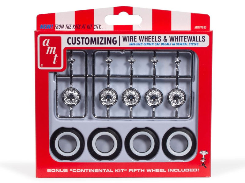 AMT Model Kits 33 KH Wire Wheels & Tires Parts Pack 1:25