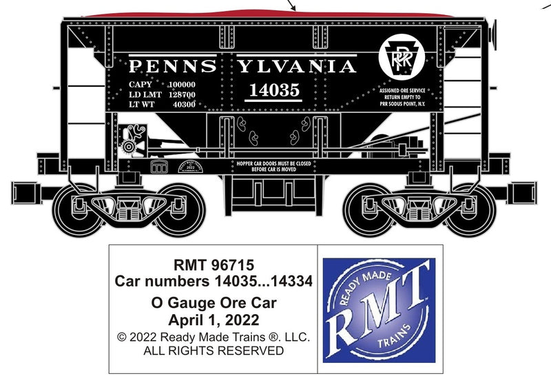 Ready Made Trains O 96715 Ore Car, Pennsylvania