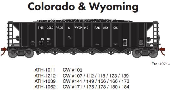 PREORDER Athearn ATH-1039 HO Ortner 5-Bay Hopper With Load, CW