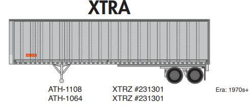 PREORDER Athearn ATH-1108 N 40ft Fruehauf Z-Van Trailer, XTRZ