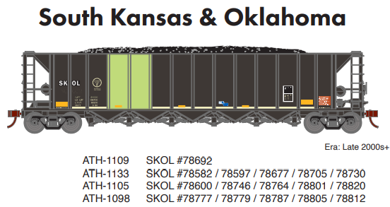 PREORDER Athearn ATH-1098 HO Ortner 5-Bay Hopper With Load, SKOL