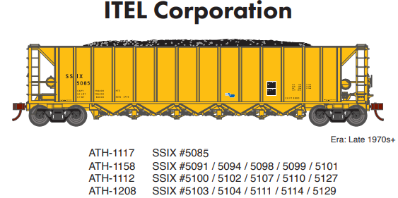 PREORDER Athearn ATH-1117 HO Ortner 5-Bay Hopper With Load, SSIX