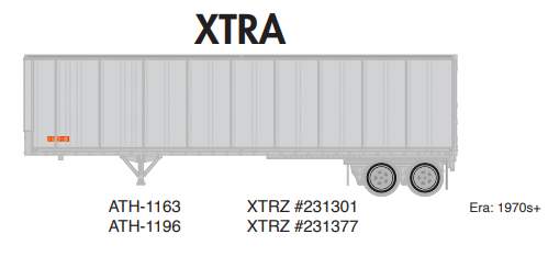 PREORDER Athearn ATH-1196 HO 40ft Fruehauf Z-Van Trailer, XTRZ