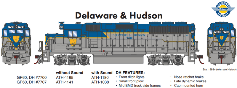 PREORDER Athearn ATH-1038 HO EMD GP60 Locomotive with DCC & Sound, DH