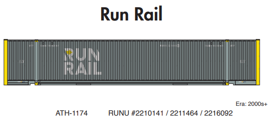 PREORDER Athearn ATH-1174 HO 53ft Jindo Container, RUNU