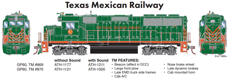 PREORDER Athearn ATH-1211 HO EMD GP60 Locomotive with DCC & Sound, TM