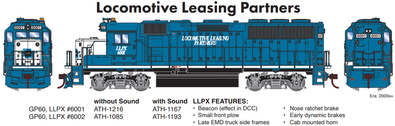PREORDER Athearn ATH-1216 HO EMD GP60 Locomotive, Sound-Ready With Speaker, LLPX