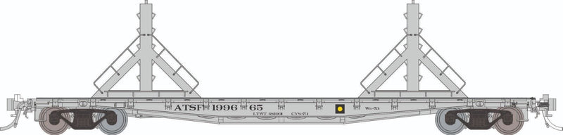 PREORDER Rapido HO 138401 F30D 50' Rail Flat Car Set, Atchison Topeka & Santa Fe MOW (6-Pack)