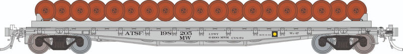 PREORDER Rapido HO 138501 F30D 50' Wheel Flat Car Set, Atchison Topeka & Santa Fe MOW (3-Pack)