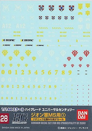 Bandai 145081 GD-28 Multi Decal Zeon MS 1 1p