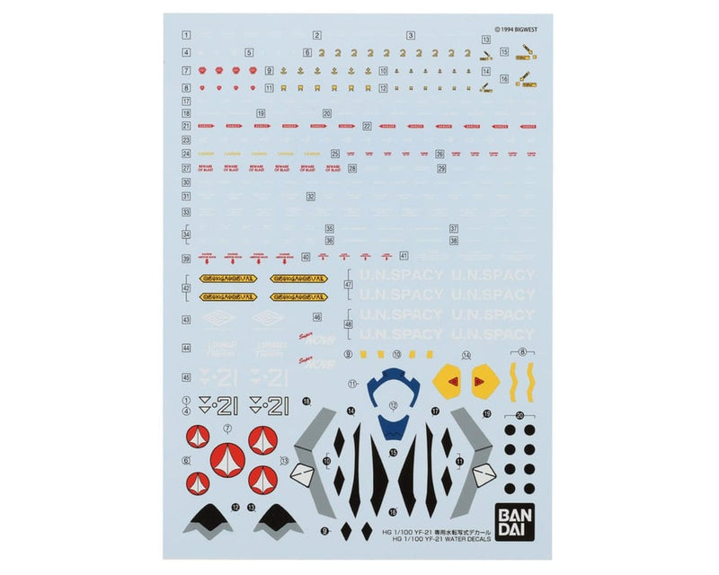 Bandai 2691352 Yf-21 Guld Goa Bowman Use Decal HG