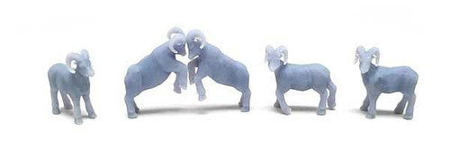 All Scale Miniatures N 1600989 Bighorn Sheep, Unpainted 3D Printed Figures (5)