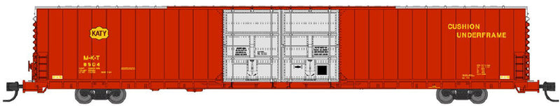 PREORDER Bluford Shops N 86791 86' Double Door Boxcar, Missouri-Kansas-Texas